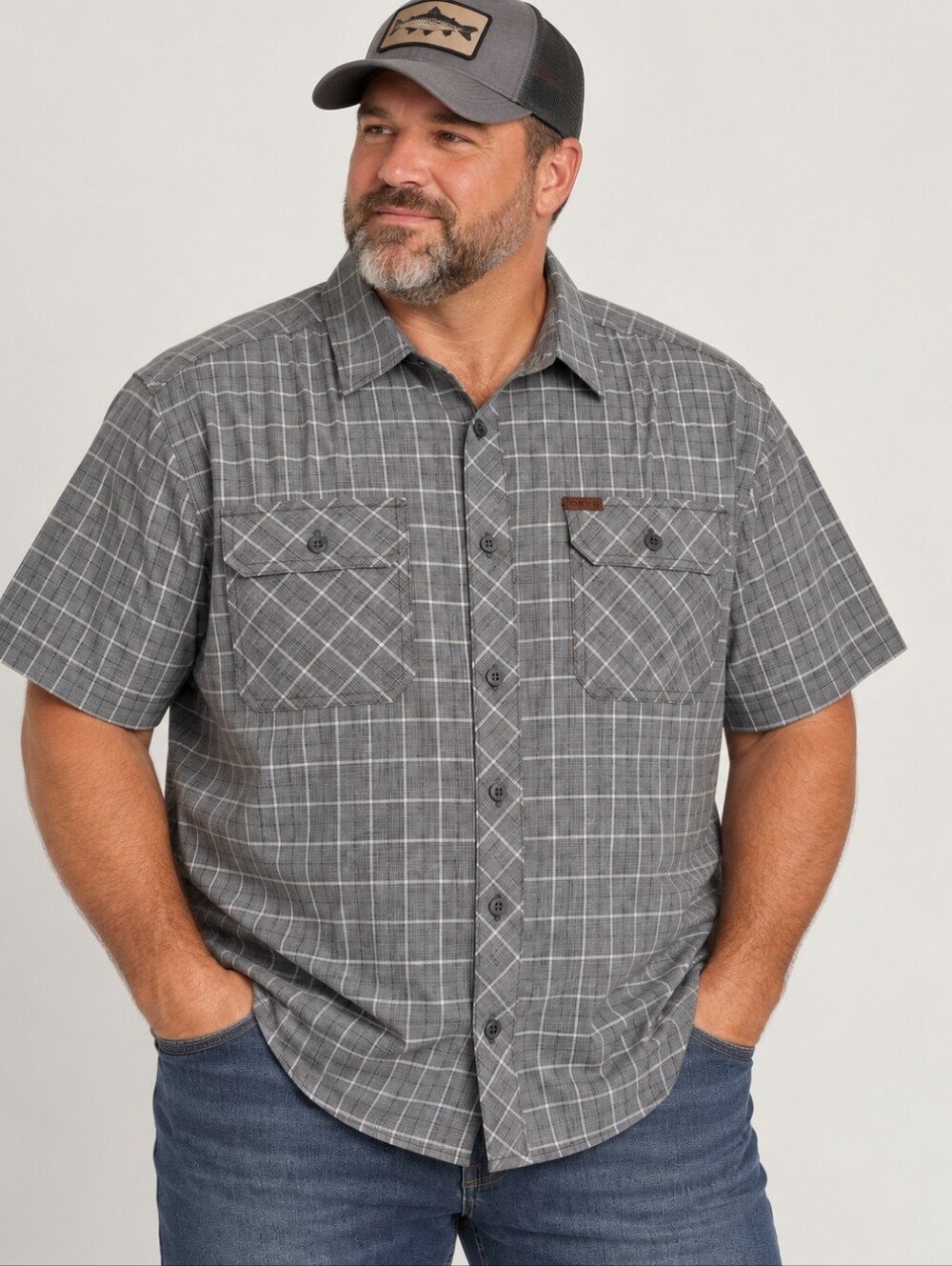 Orvis Men's Checkered Gray Tech Shirt XXL 2XL New